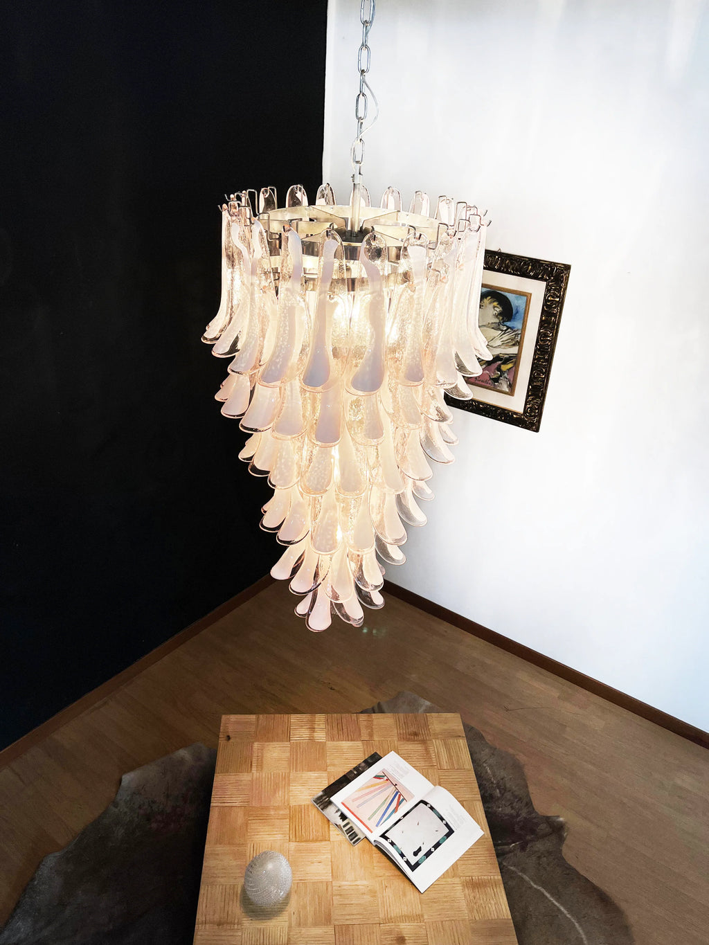 Petals Spiral Murano Pink Chandelier
