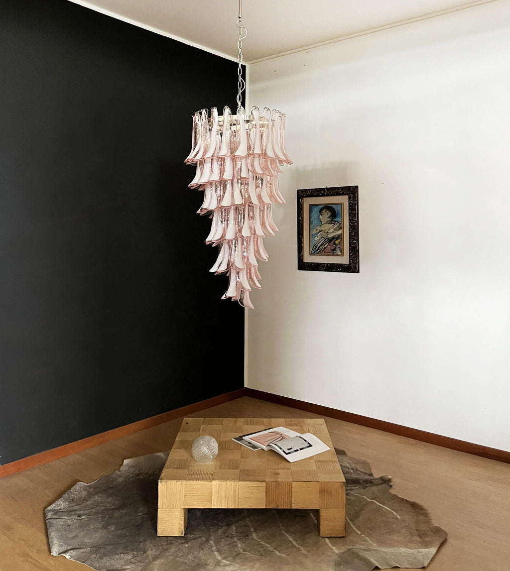 Petals Spiral Murano Pink Chandelier