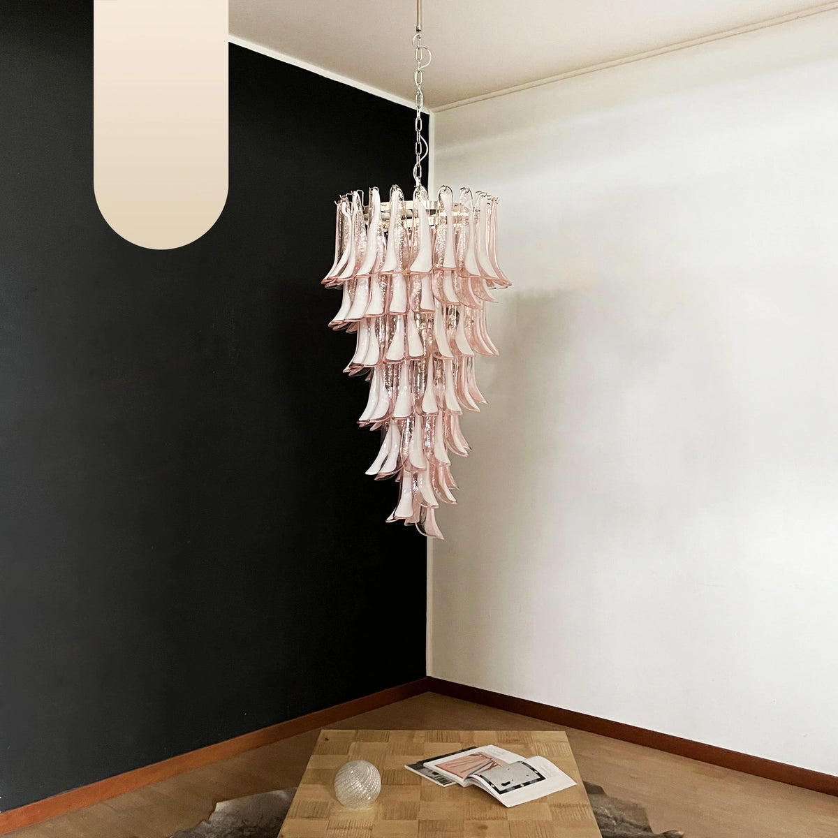 Petals Spiral Murano Pink Chandelier