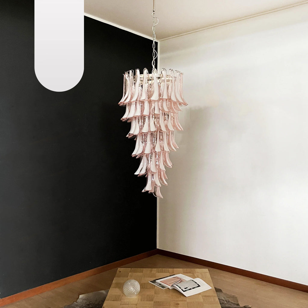 Petals Spiral Murano Pink Chandelier