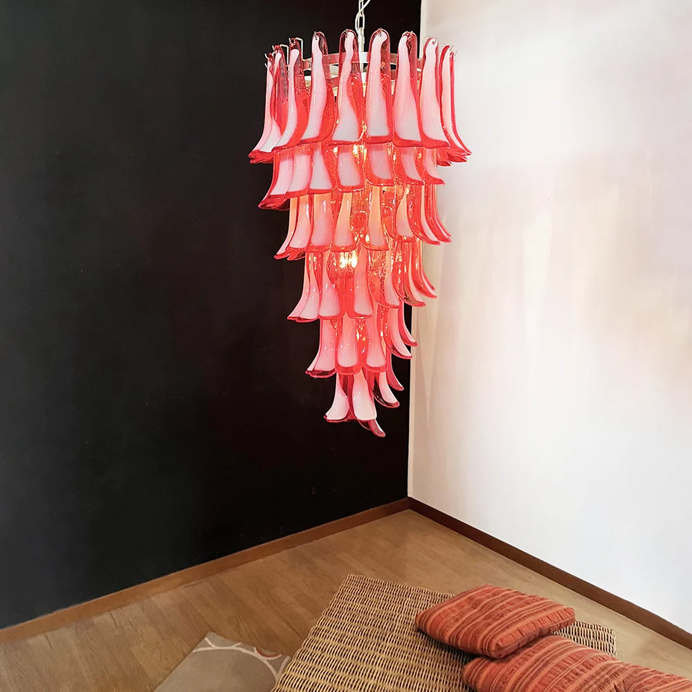 Petals Spiral Murano Red Chandelier