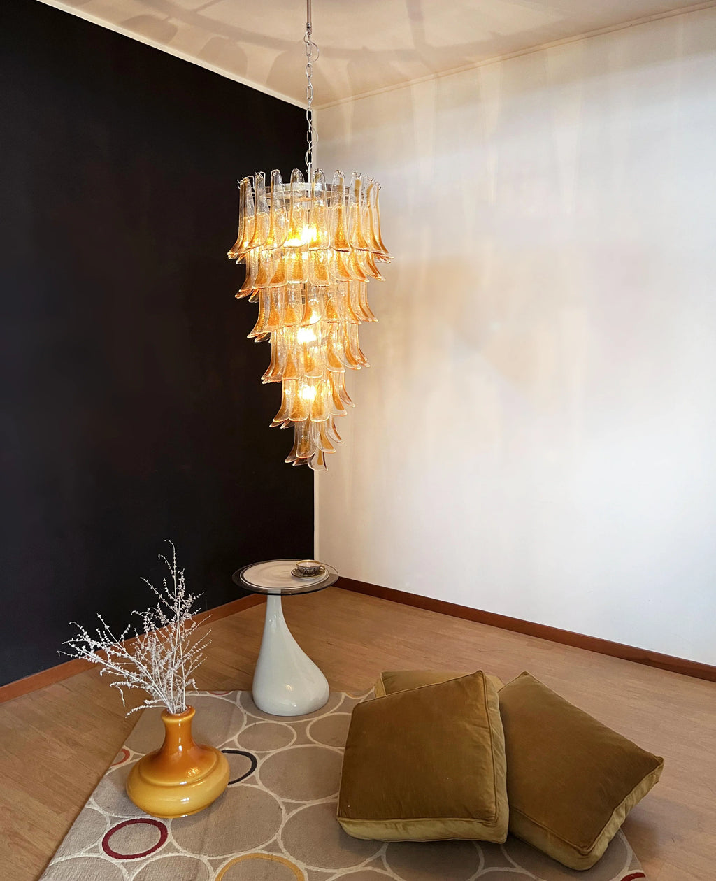 Petals Spiral Murano Transparent Chandelier