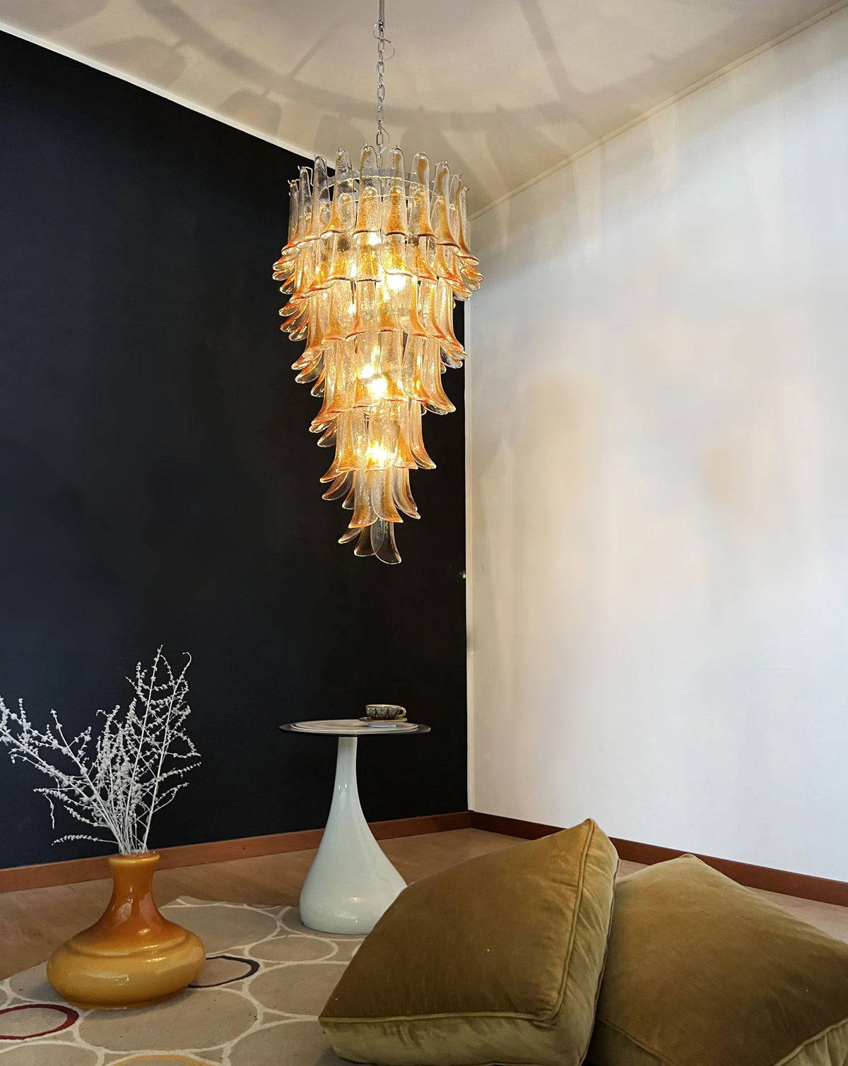 Petals Spiral Murano Transparent Chandelier