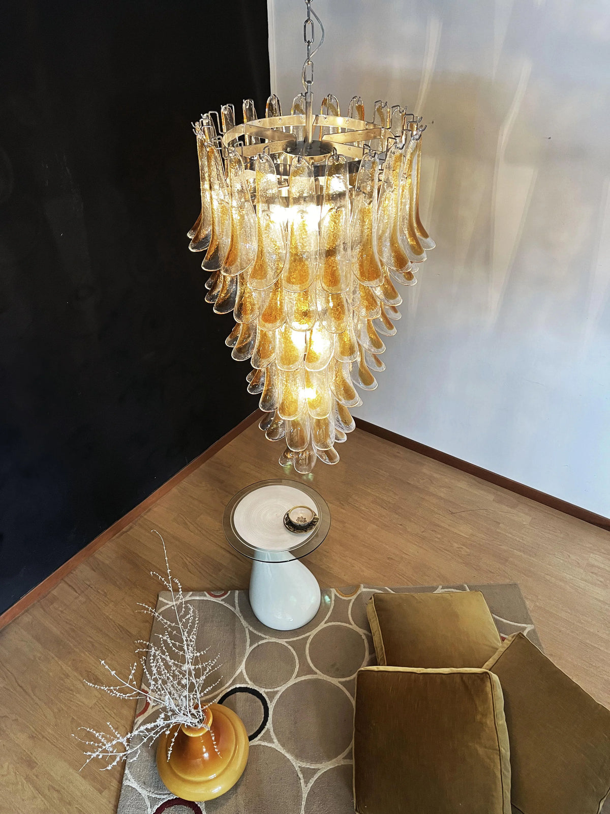 Petals Spiral Murano Transparent Chandelier