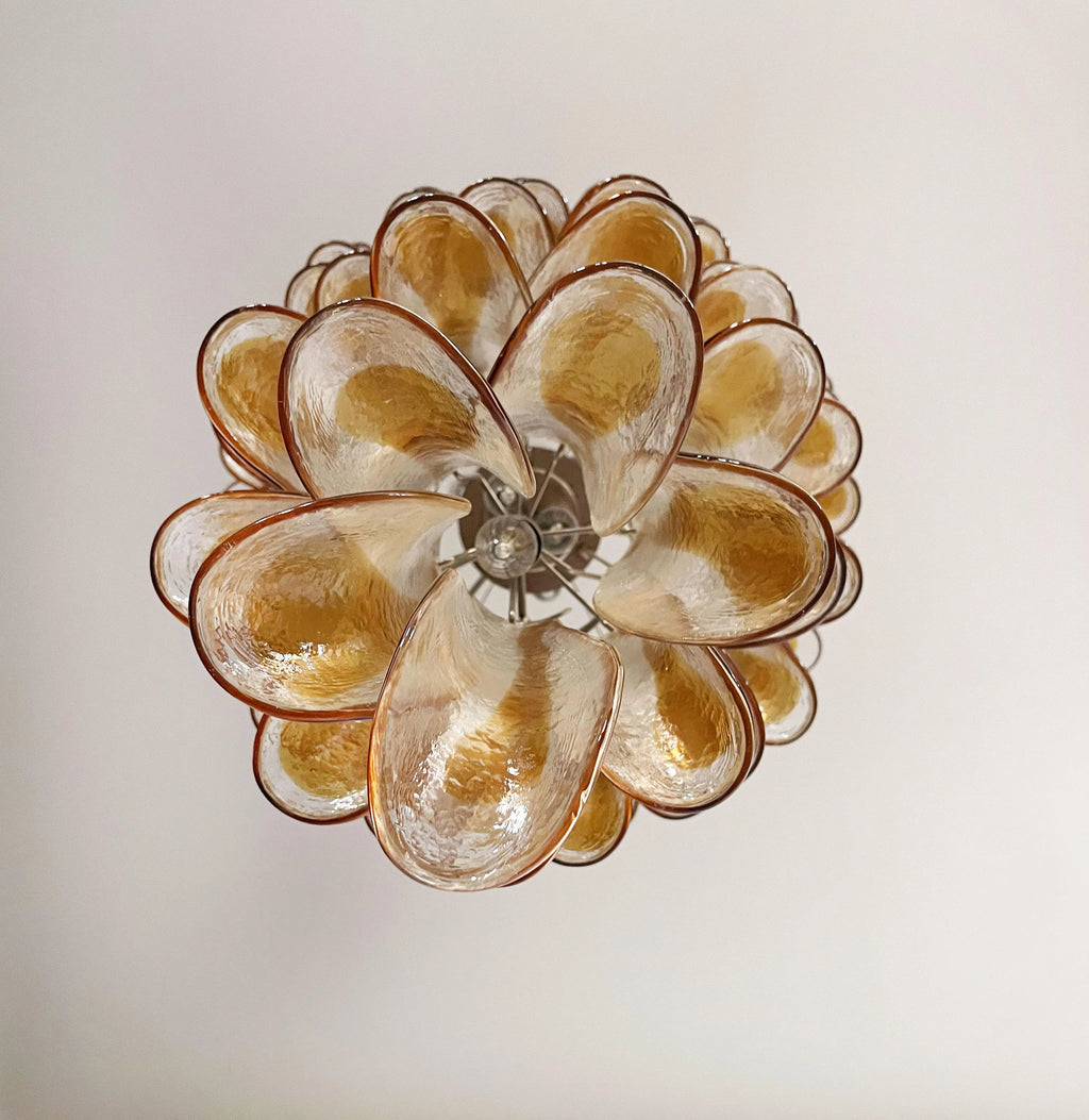 Petals Spiral Murano Transparent Chandelier
