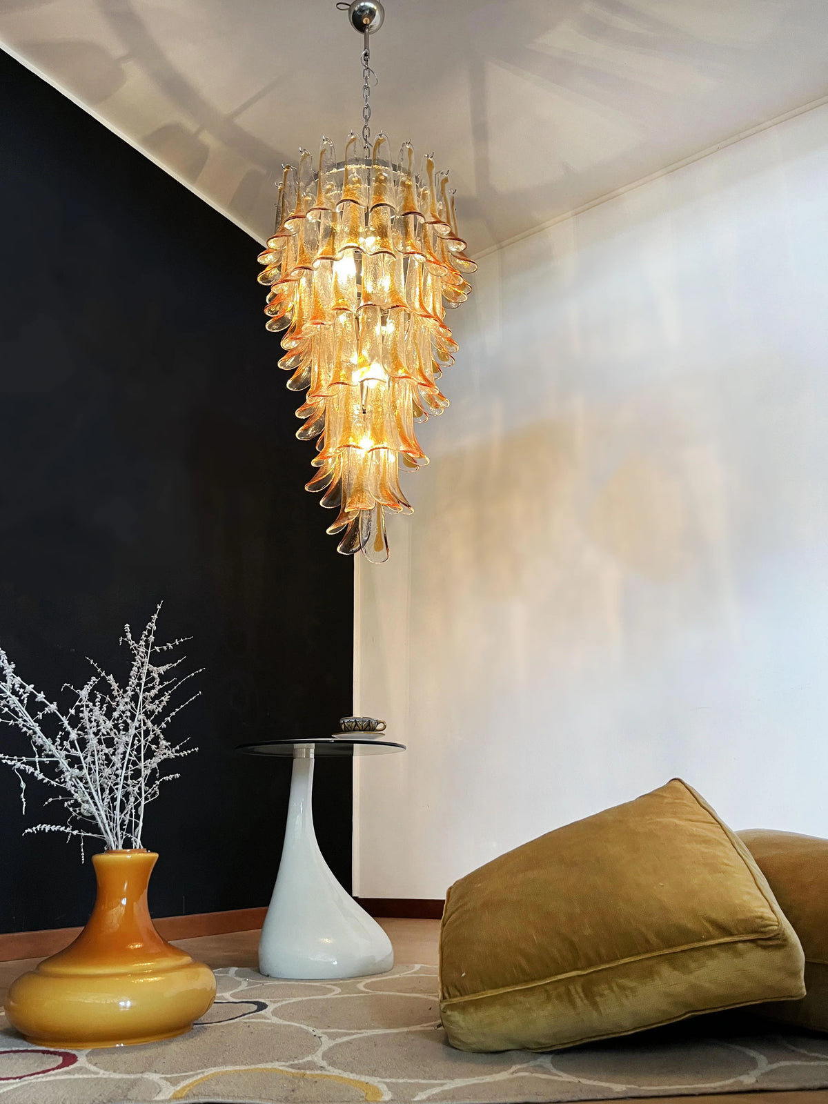 Petals Spiral Murano Transparent Chandelier