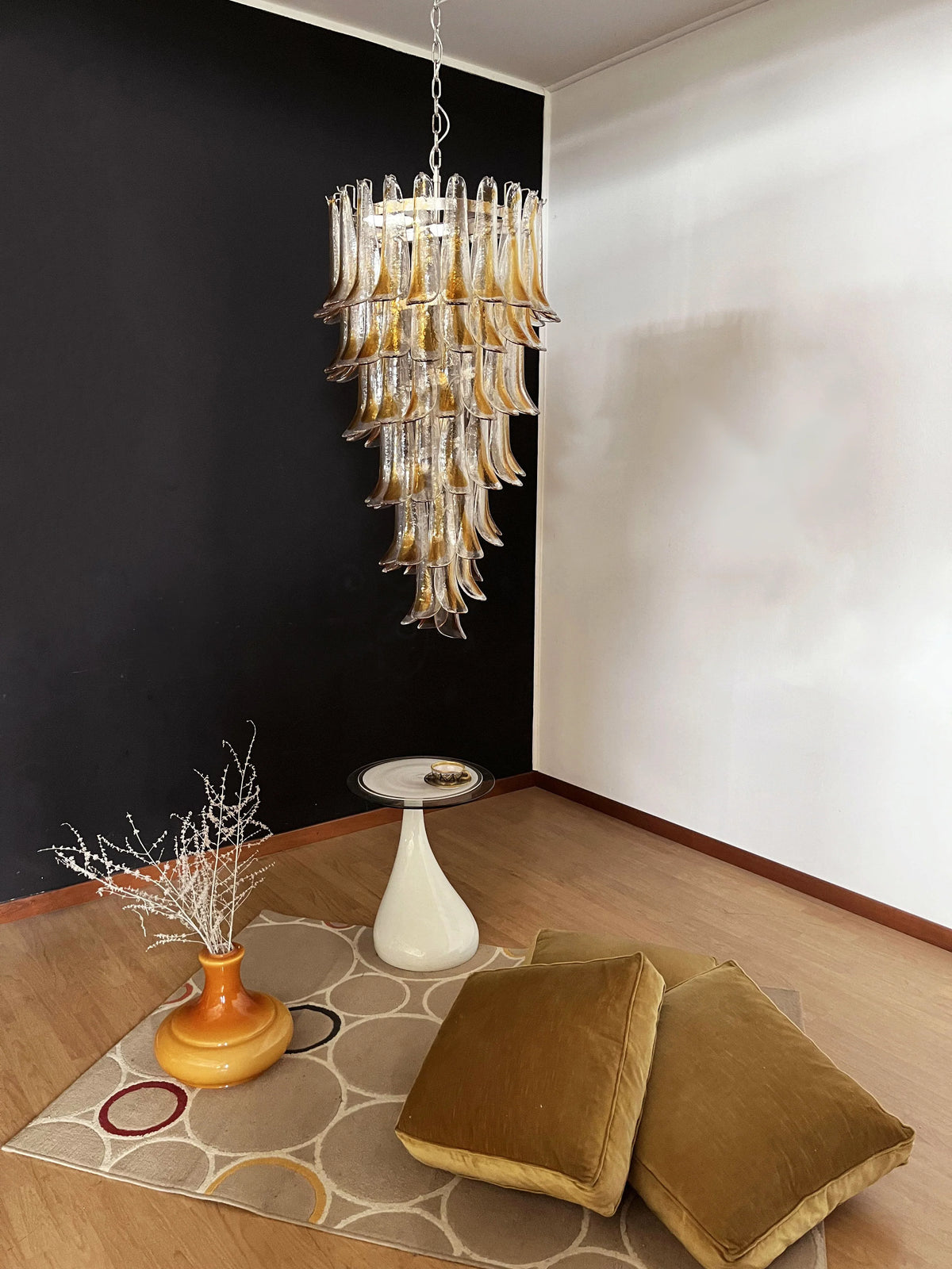 Petals Spiral Murano Transparent Chandelier