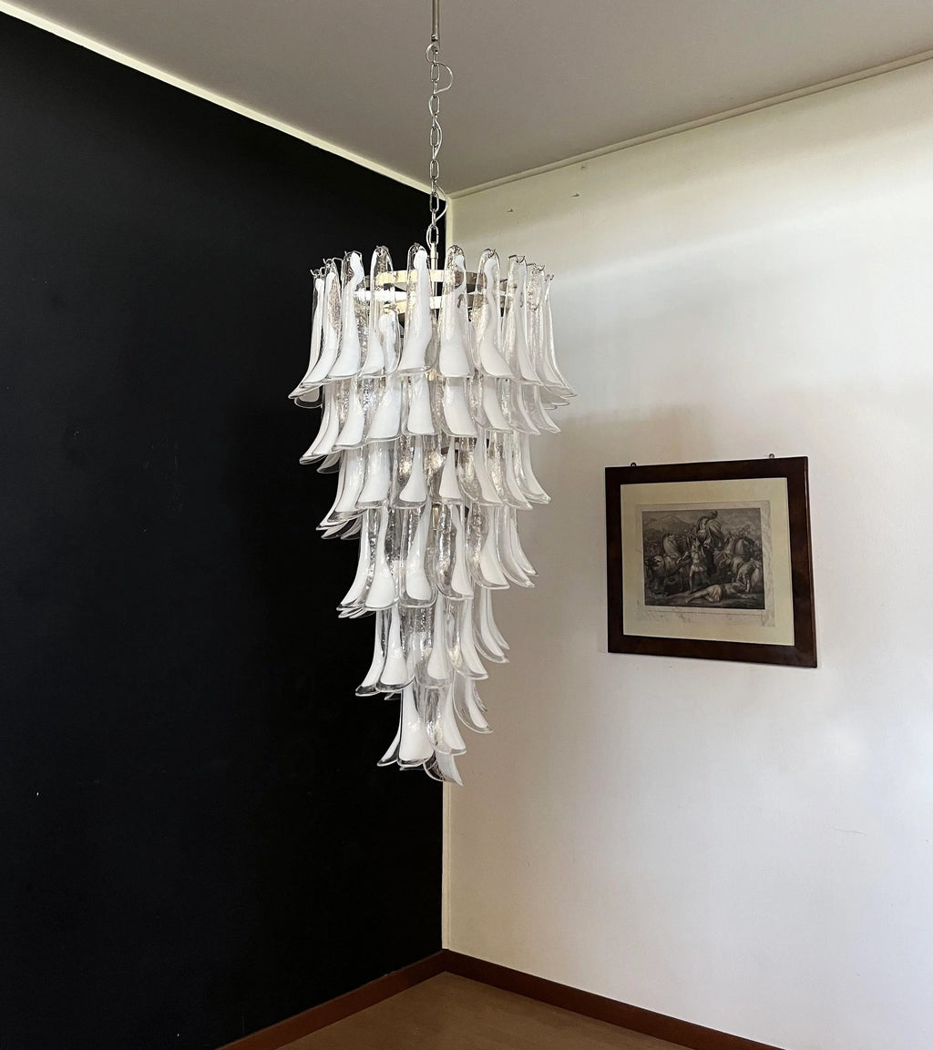 Petals Spiral Murano Transparent Chandelier