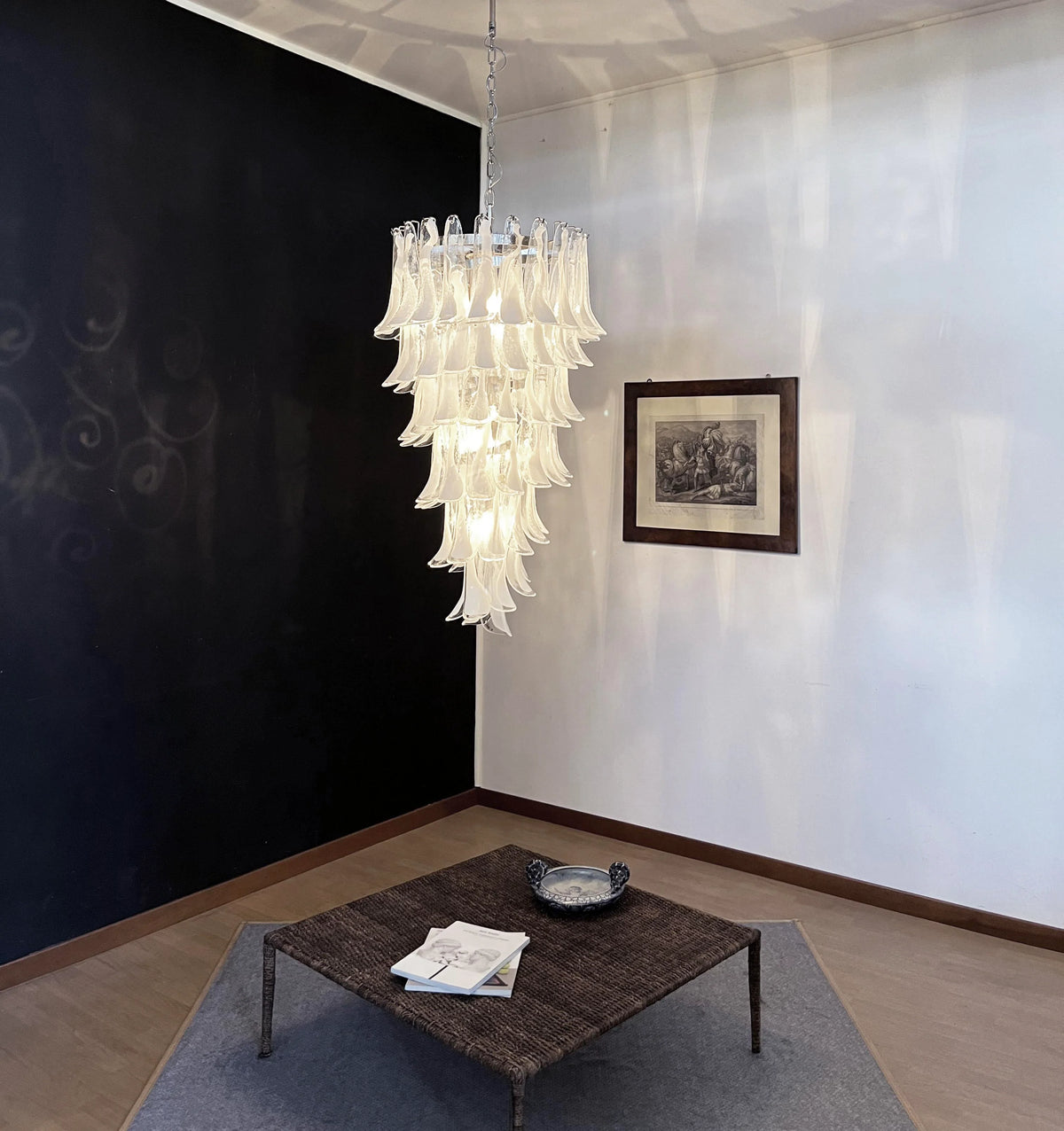 Petals Spiral Murano Transparent Chandelier