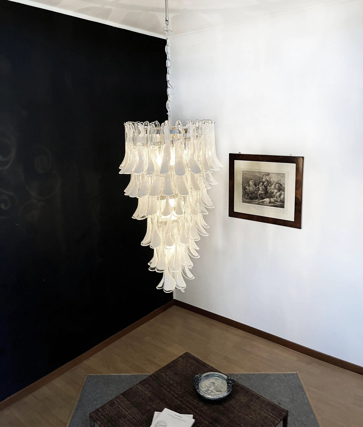 Petals Spiral Murano Transparent Chandelier