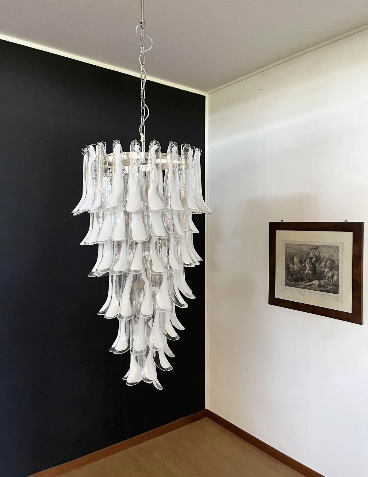 Petals Spiral Murano Transparent Chandelier