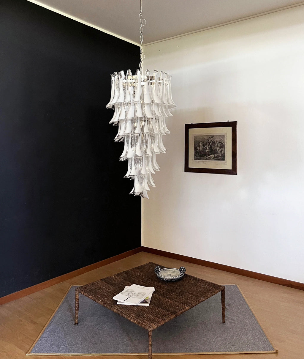 Petals Spiral Murano Transparent Chandelier