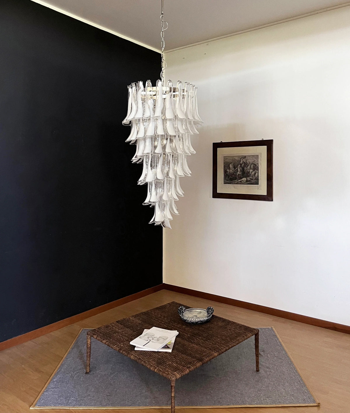 Petals Spiral Murano Transparent Chandelier