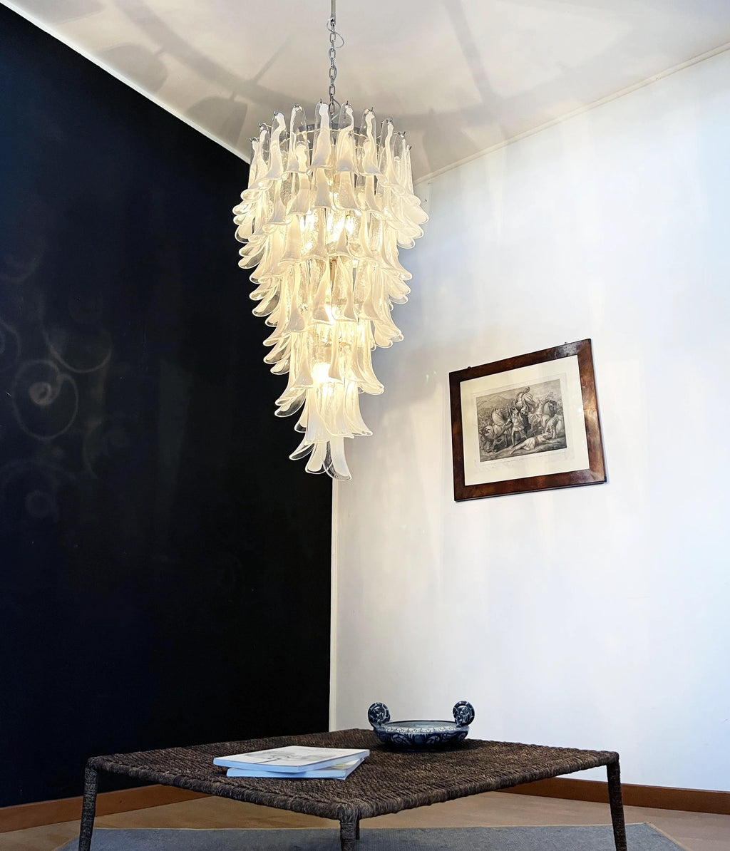 Petals Spiral Murano Transparent Chandelier