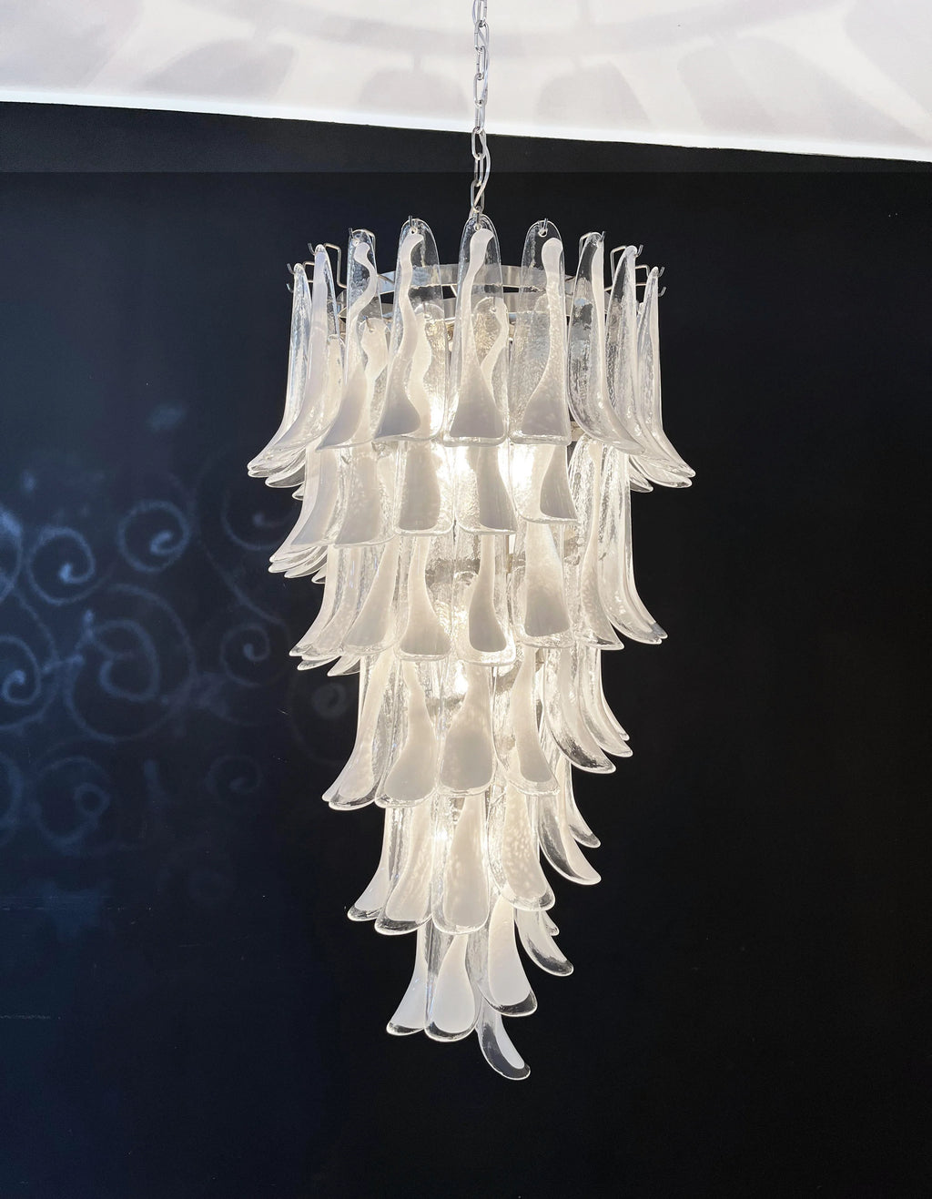 Petals Spiral Murano Transparent Chandelier