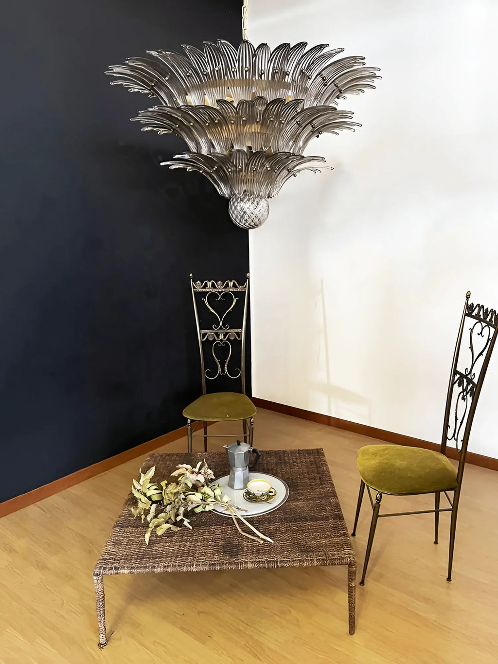 Beautifully Murano Palmette Smoked Chandelier