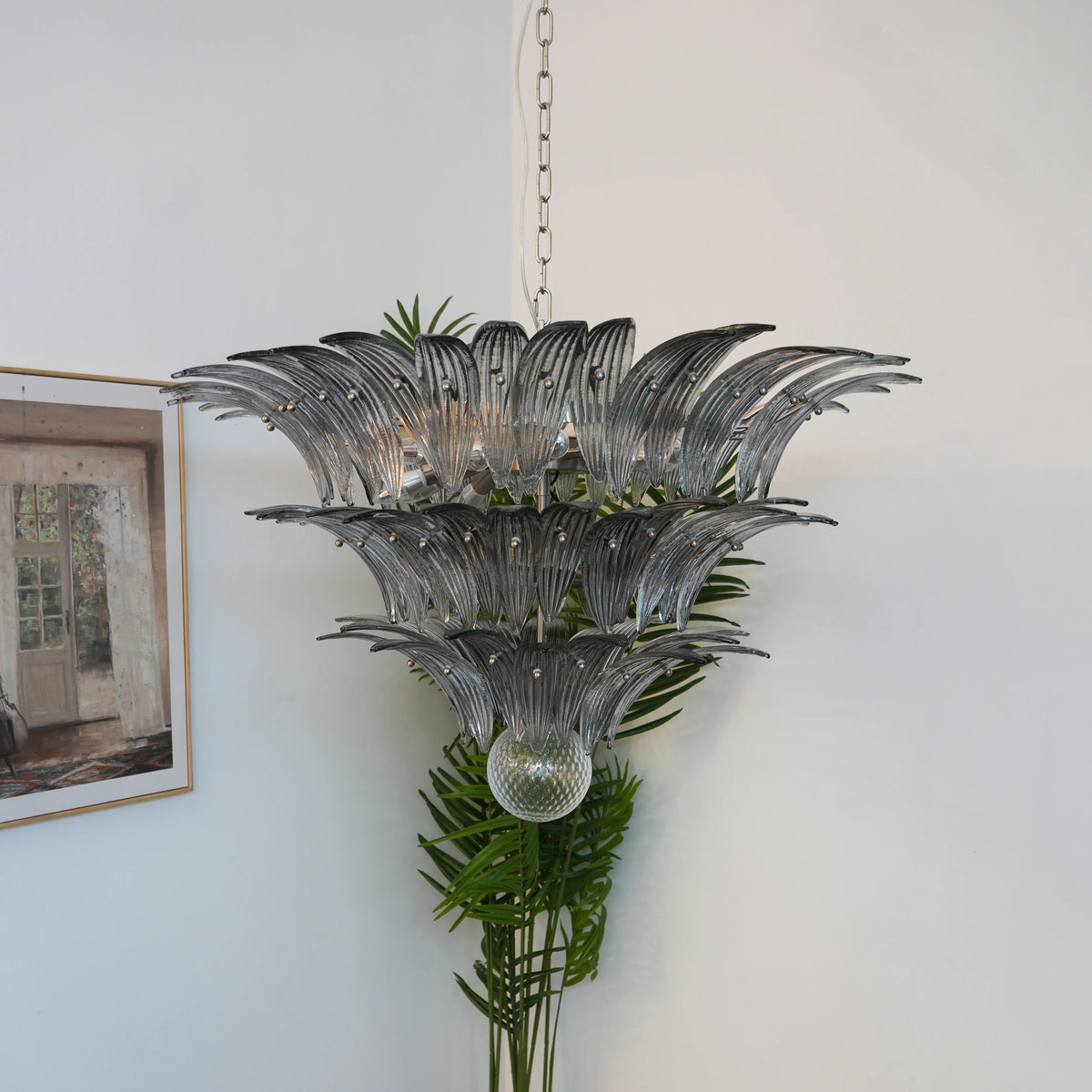 Beautifully Murano Palmette Smoked Chandelier