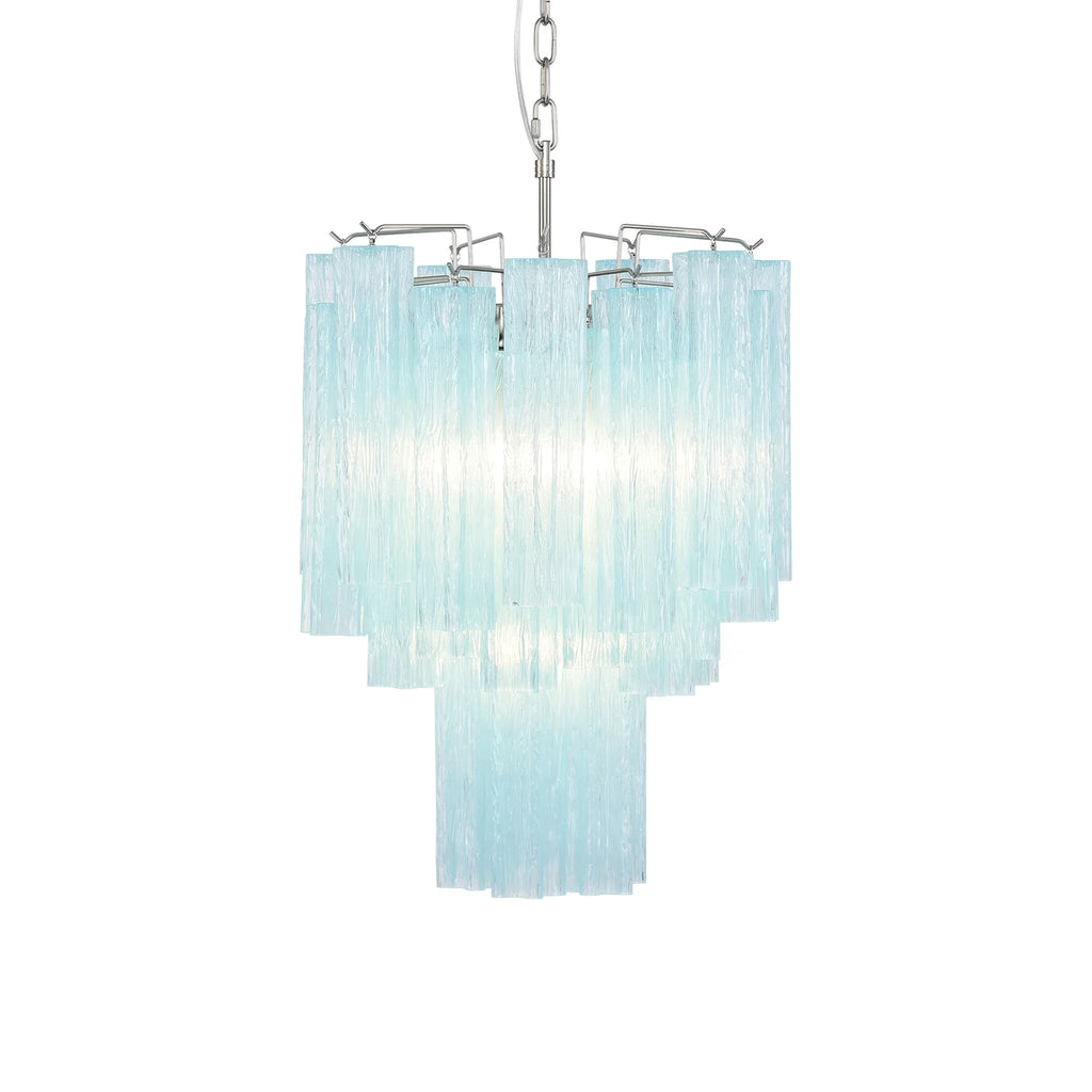 Marisol Fluted Blue Glass Tube Chandelier