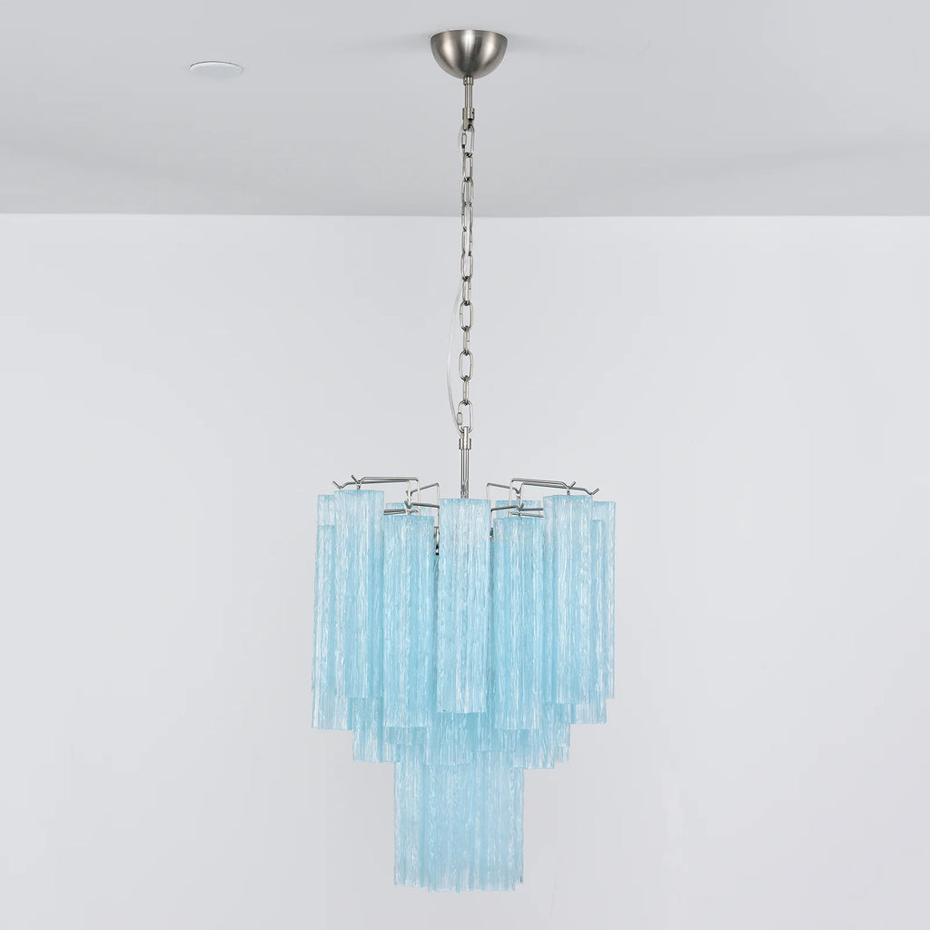 Marisol Fluted Blue Glass Tube Chandelier