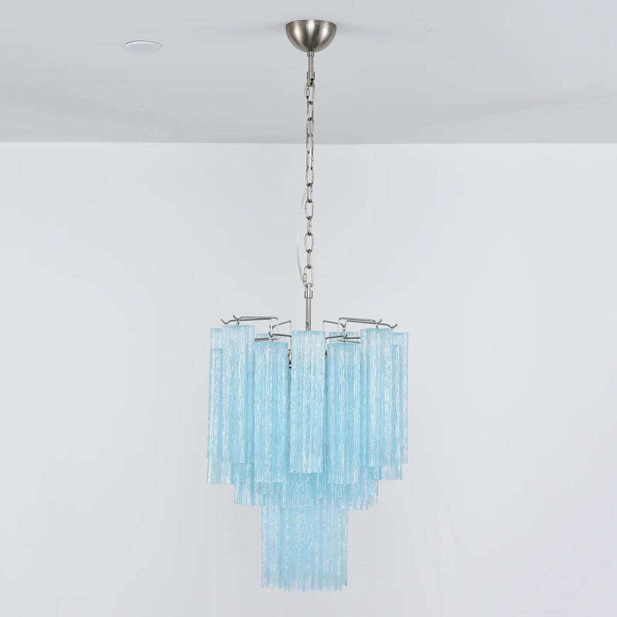 Marisol Fluted Blue Glass Tube Chandelier