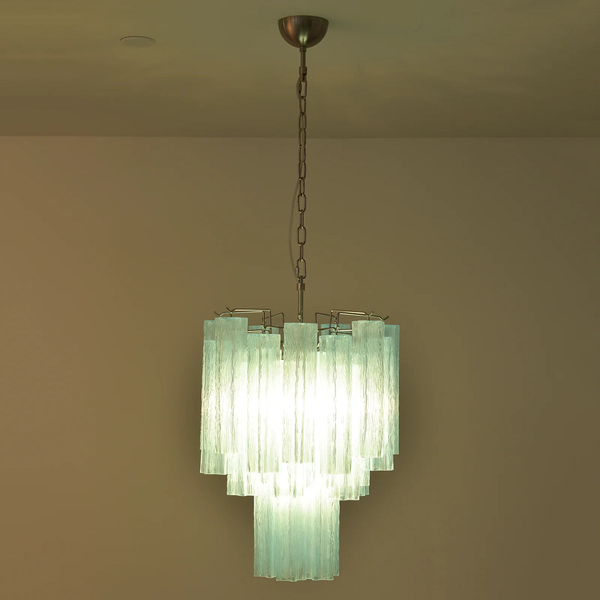 Marisol Fluted Blue Glass Tube Chandelier