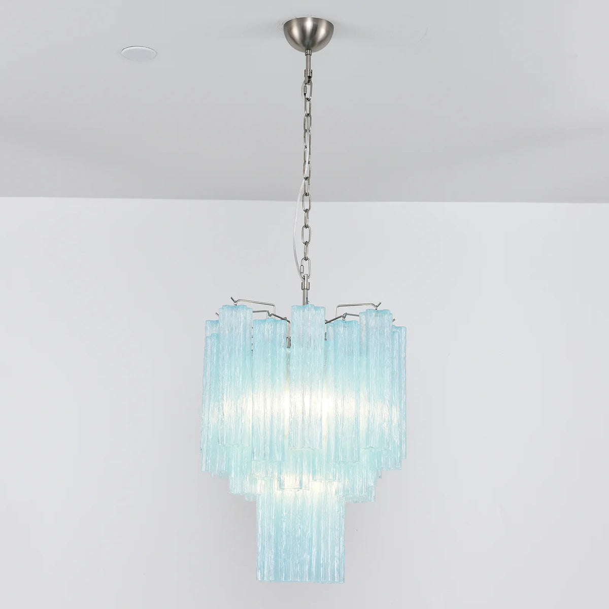 Marisol Fluted Blue Glass Tube Chandelier