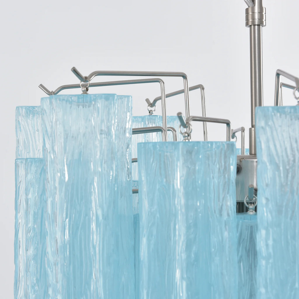 Marisol Fluted Blue Glass Tube Chandelier