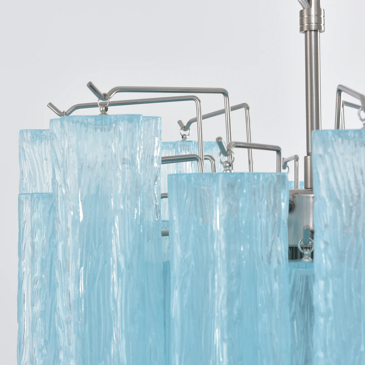 Marisol Fluted Blue Glass Tube Chandelier