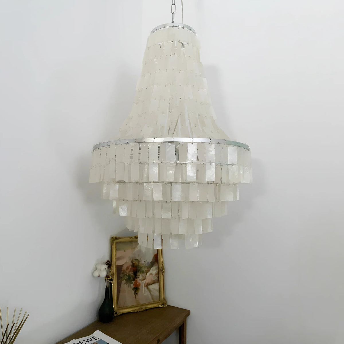 Boho Tiered Capiz Chandelier