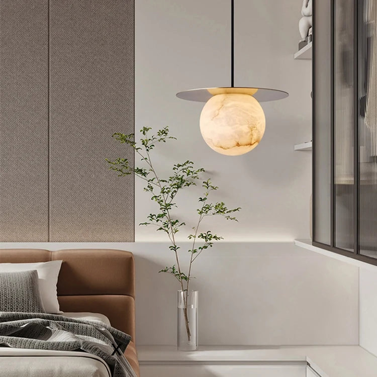 Saturn Round Alabaster Pendant Light