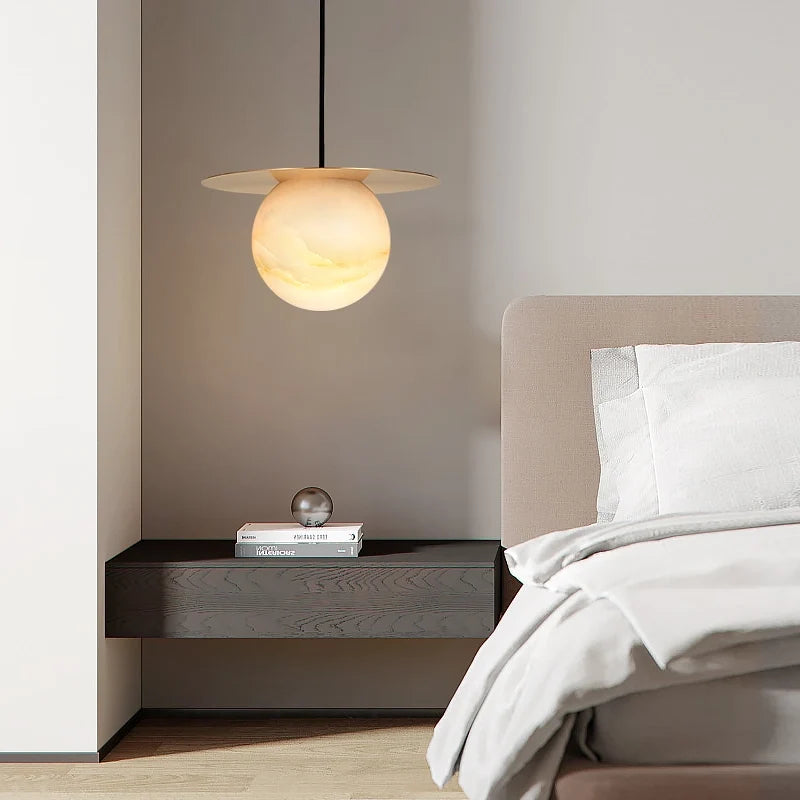 Saturn Round Alabaster Pendant Light