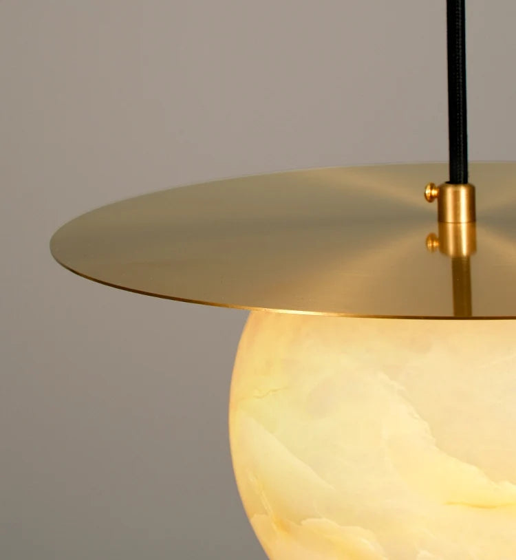 Saturn Round Alabaster Pendant Light