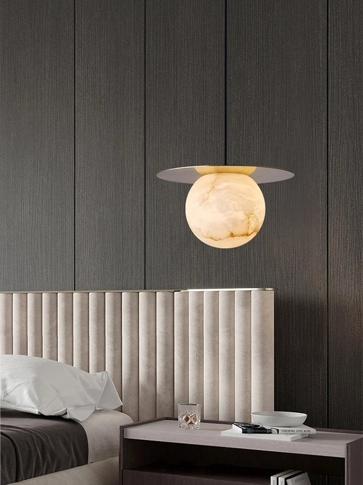 Saturn Round Alabaster Pendant Light