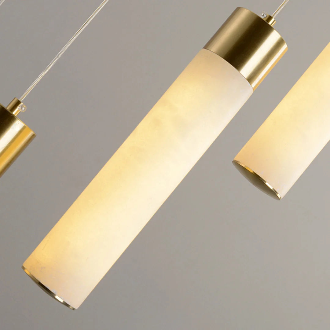 Cylindrical Celestial Alabaster Cascade Chandelier