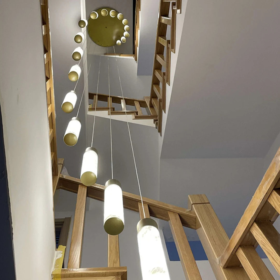 Cylindrical Celestial Alabaster Cascade Chandelier