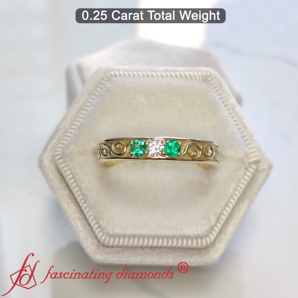 Classic Mens 3 Stone Wedding Band