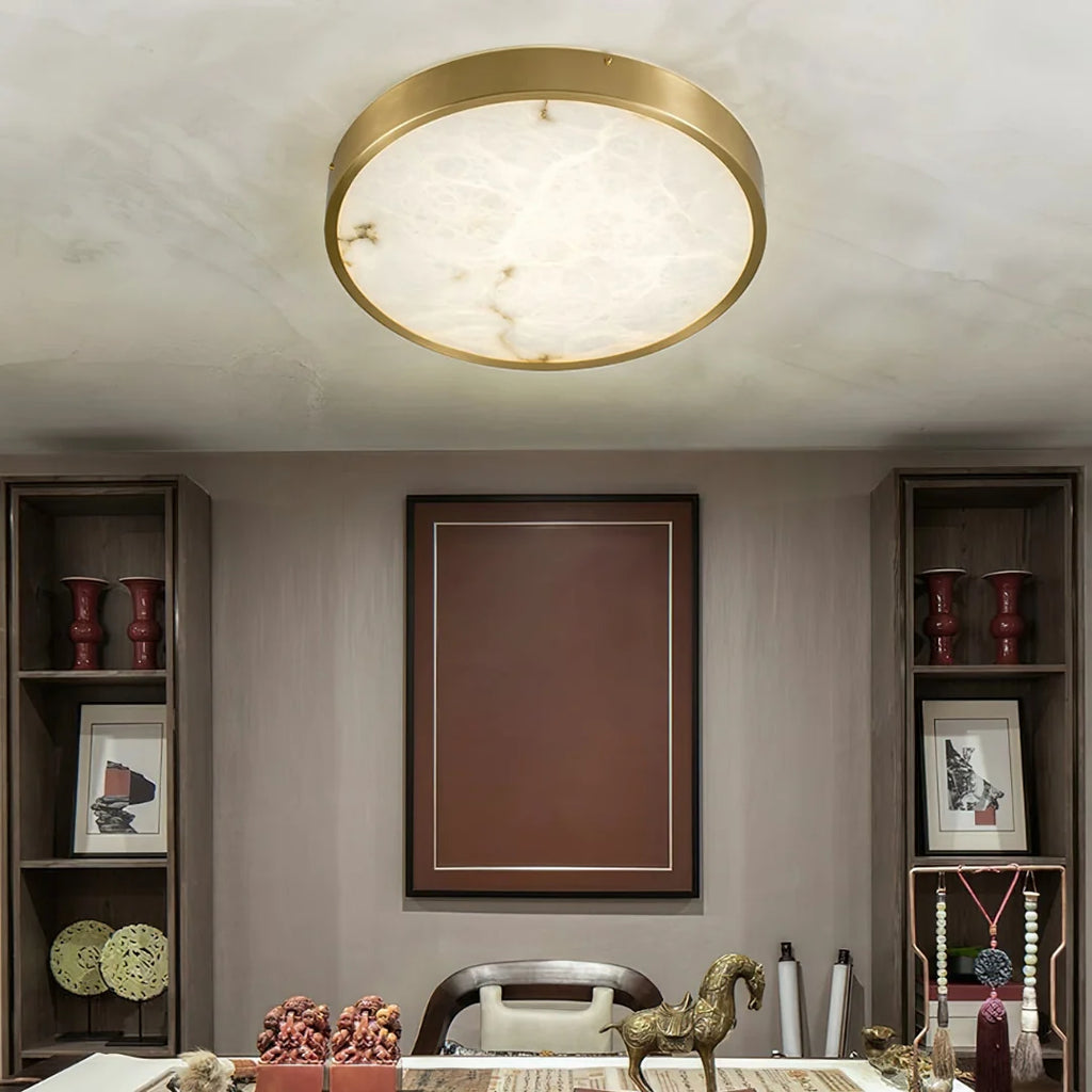 Column Alabaster Round Ceiling Lamp