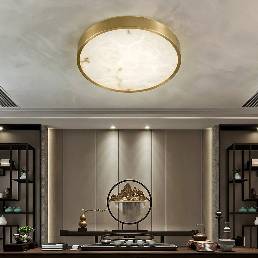 Column Alabaster Round Ceiling Lamp