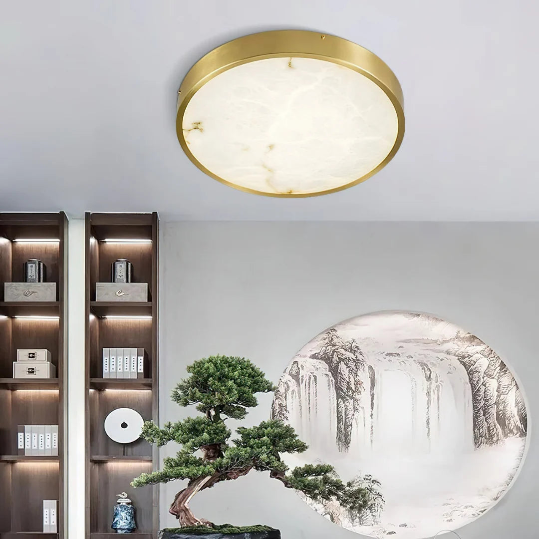 Column Alabaster Round Ceiling Lamp