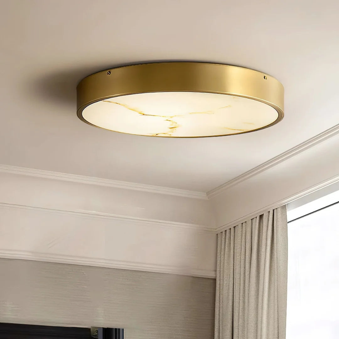 Column Alabaster Round Ceiling Lamp