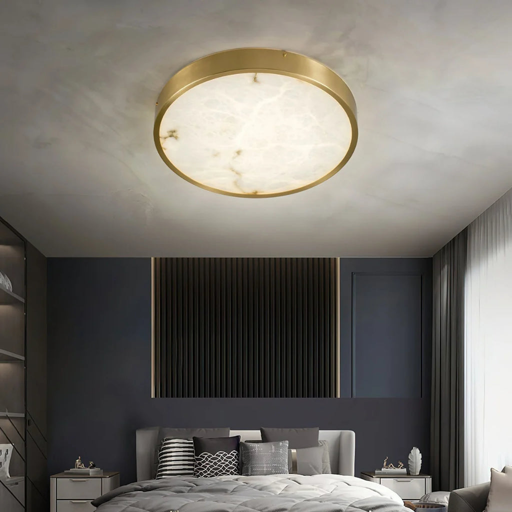 Column Alabaster Round Ceiling Lamp