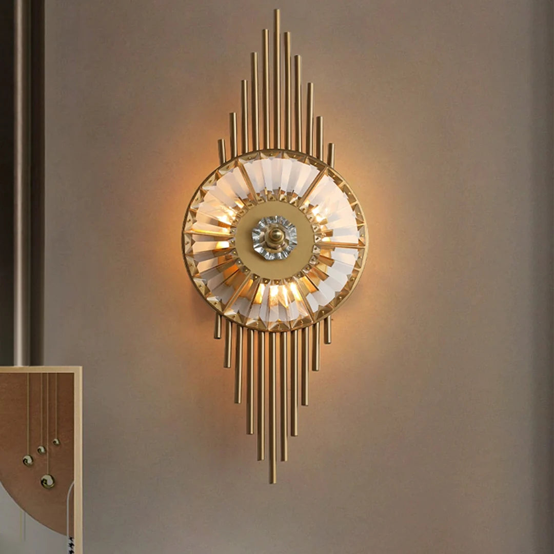 Crystal Gear Gold Wall Light