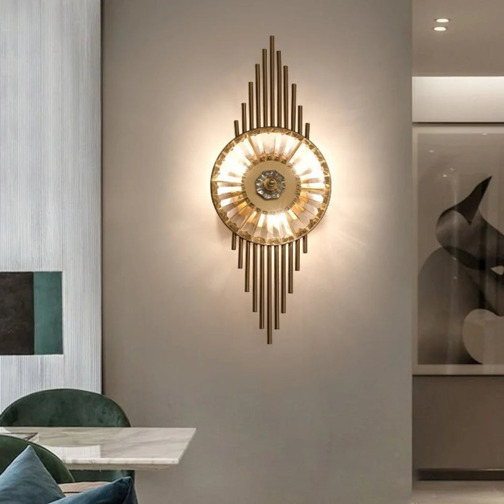 Crystal Gear Gold Wall Light
