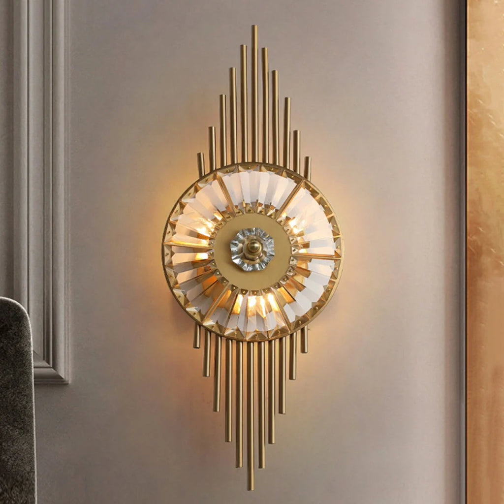 Crystal Gear Gold Wall Light