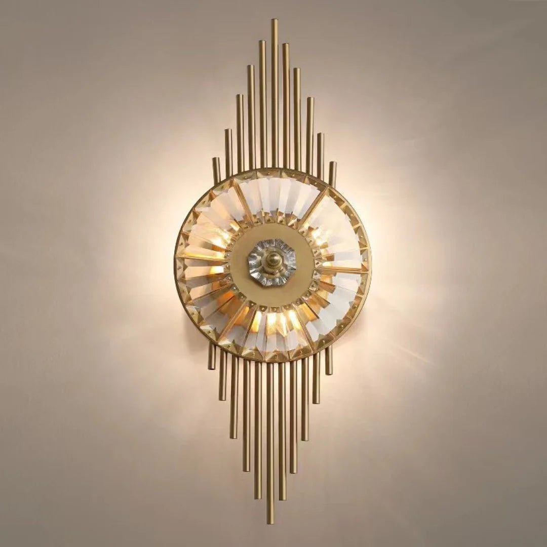 Crystal Gear Gold Wall Light