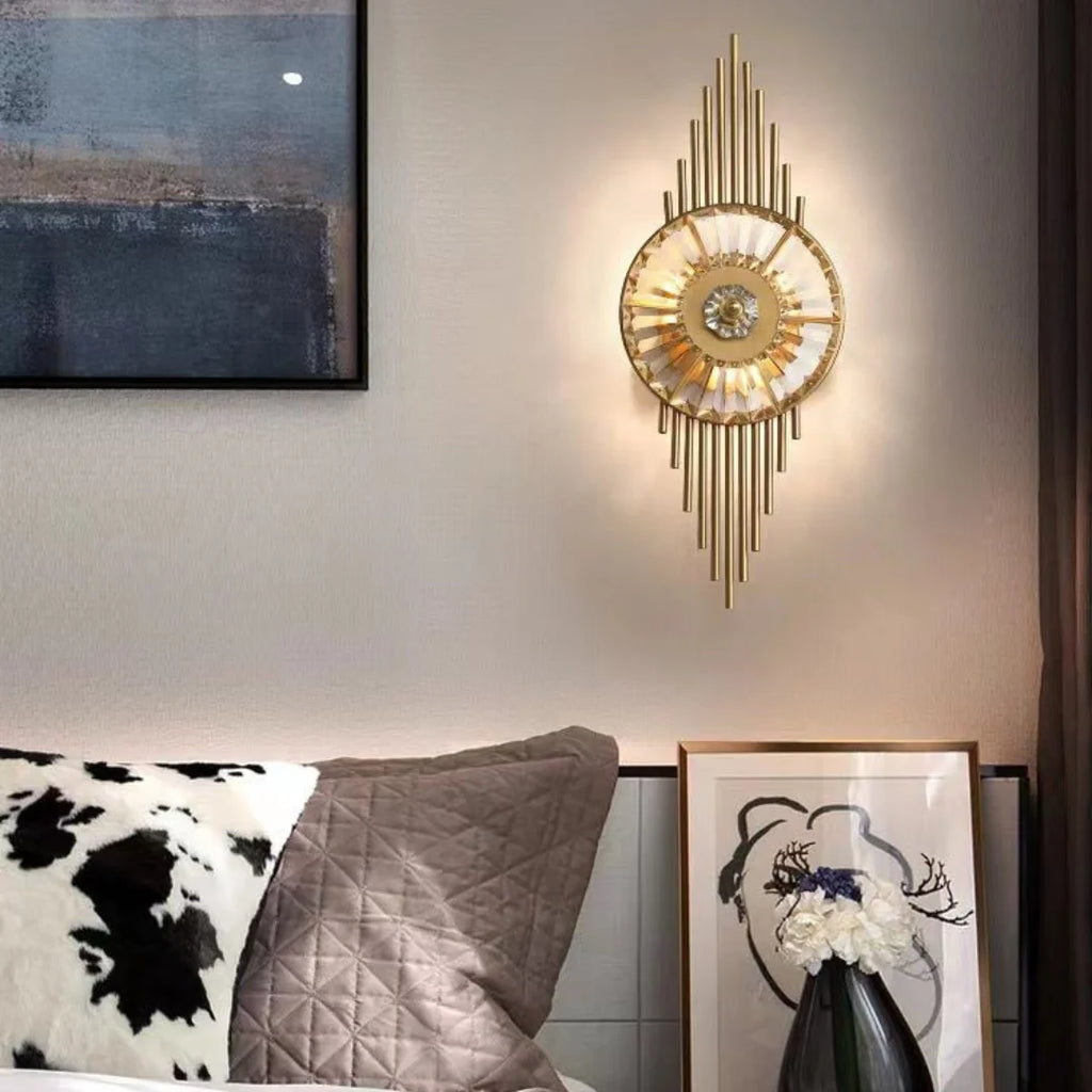 Crystal Gear Gold Wall Light