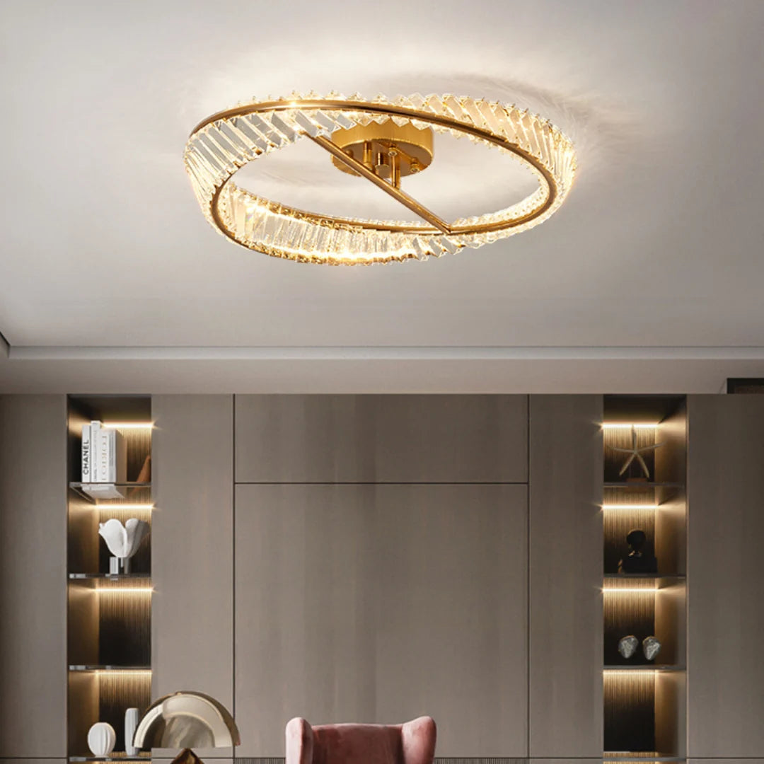 Wave Circular Crystal Ceiling Lamp