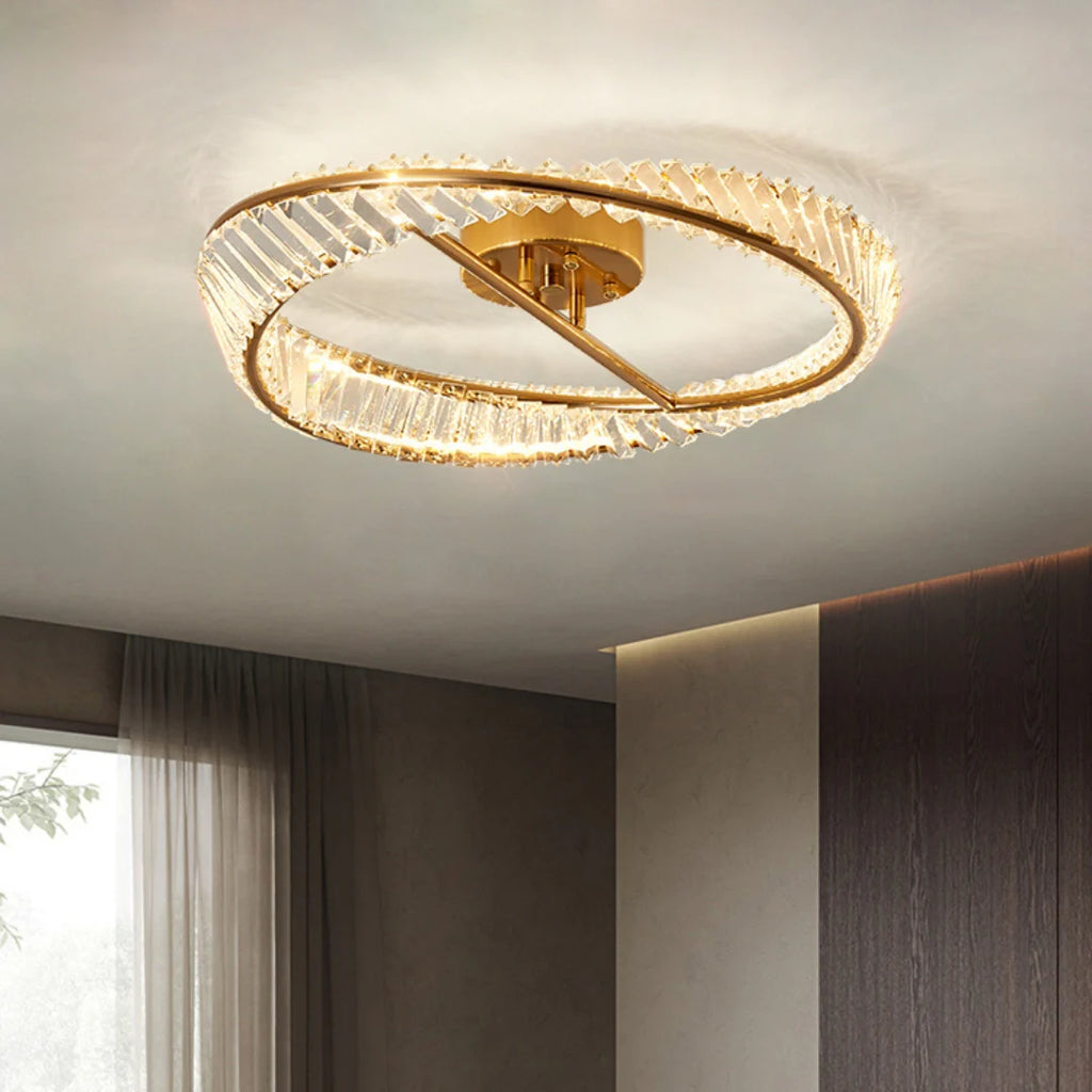 Wave Circular Crystal Ceiling Lamp