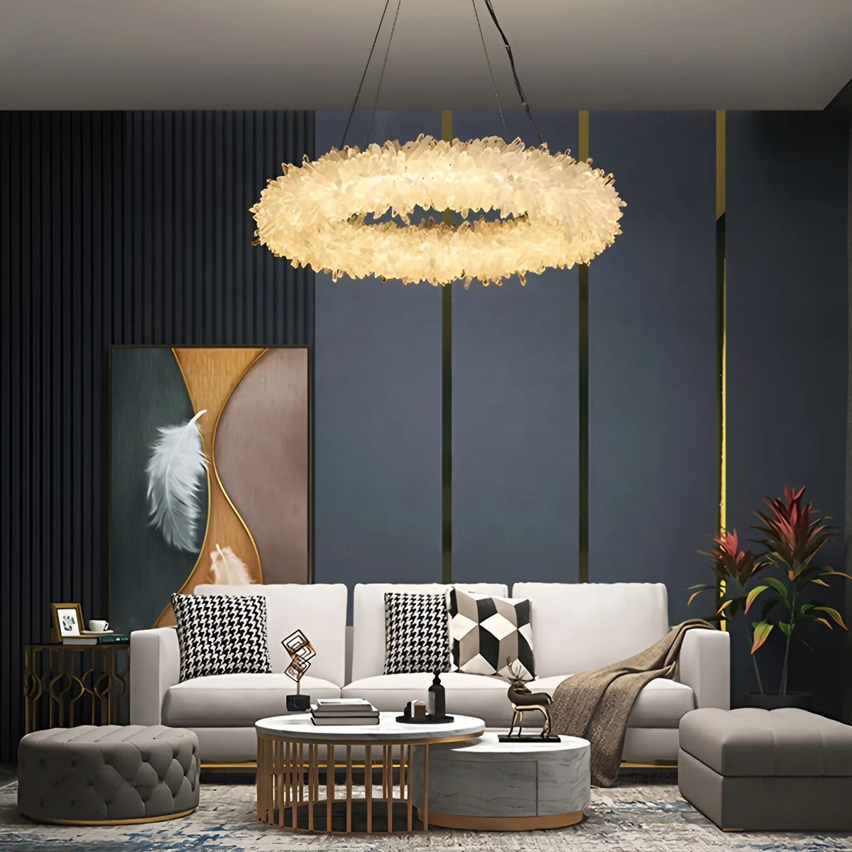 Crystal Brass Round Chandelier