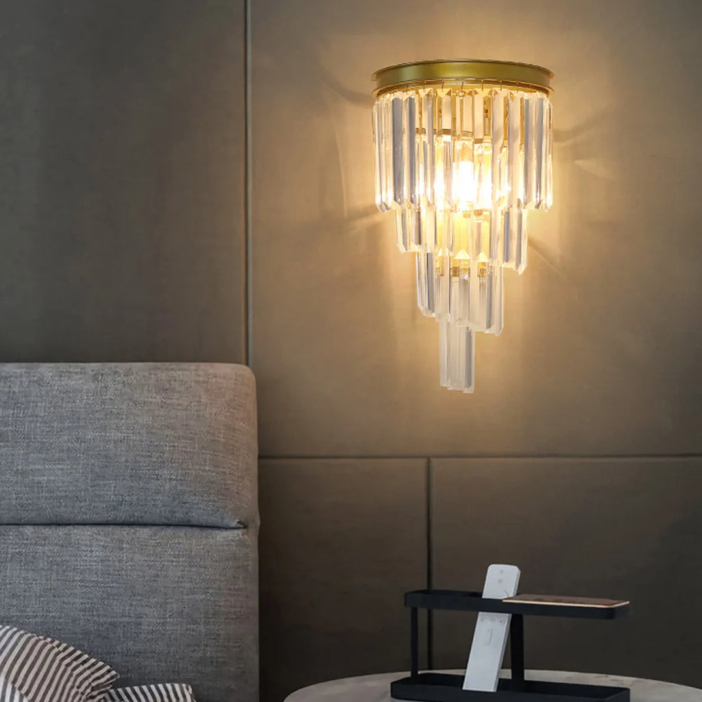 Crystal Tiered Tapered Wall Light